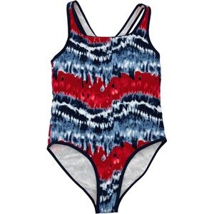 Fila Kids Red and Blue One Piece Swimsuit size 10 , linear and NWT UPF50+